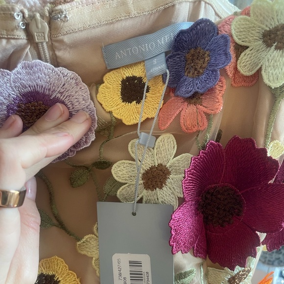 NWT Antonio Melani Sunny Multi Floral Applique Embroidered Mini Dress - Picture 10 of 11